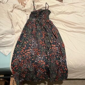 Floral Women's Dress - Teal and Red